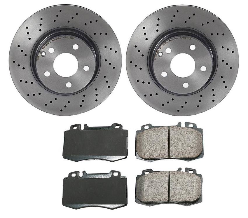 Mercedes Disc Brake Pad and Rotor Kit - Front (312mm) (Ceramic) (EURO) 220421091264 - Akebono Euro Ultra-Premium 4115166KIT